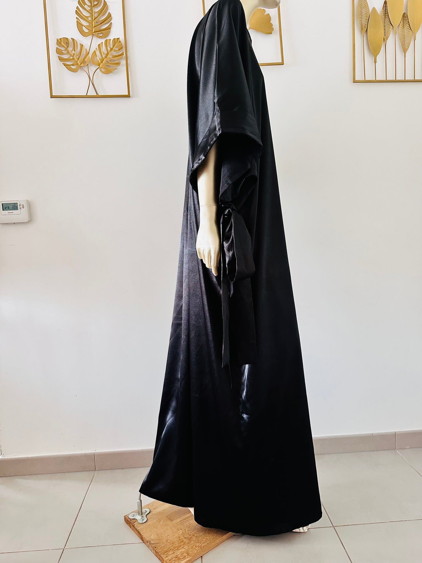 Black long silk dress - Boubou style evening dress