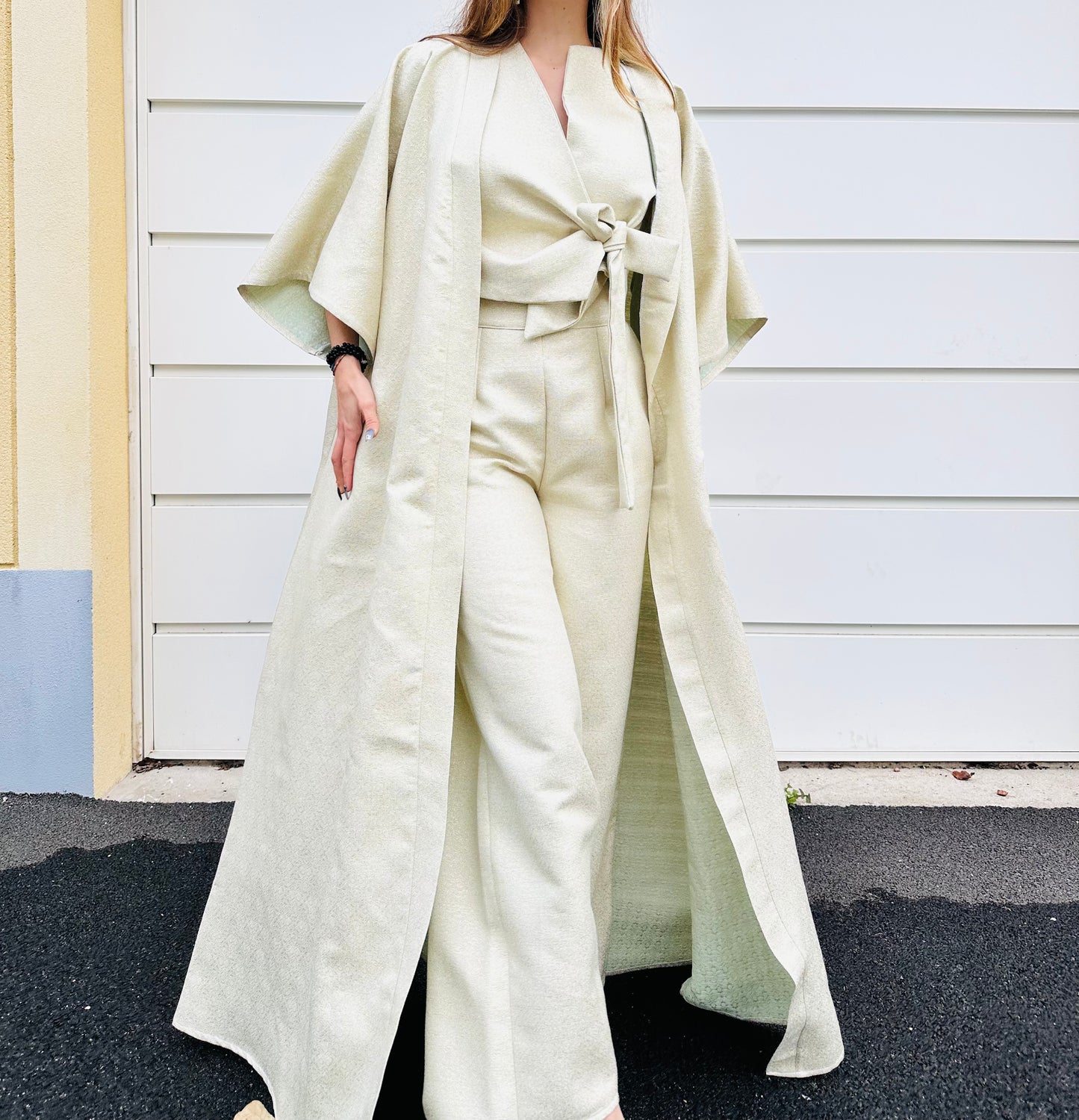 Kimono maxi brocart beige pailletée - Capsule Source
