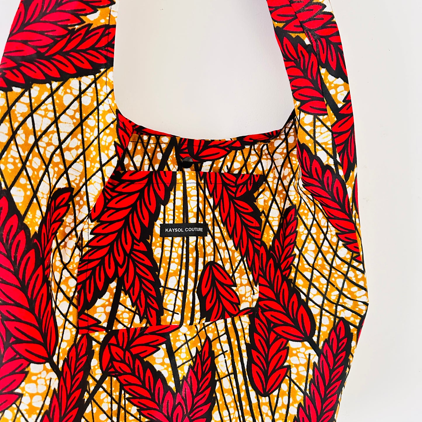 Sac en wax Rouge et beige - Hobo bag wax