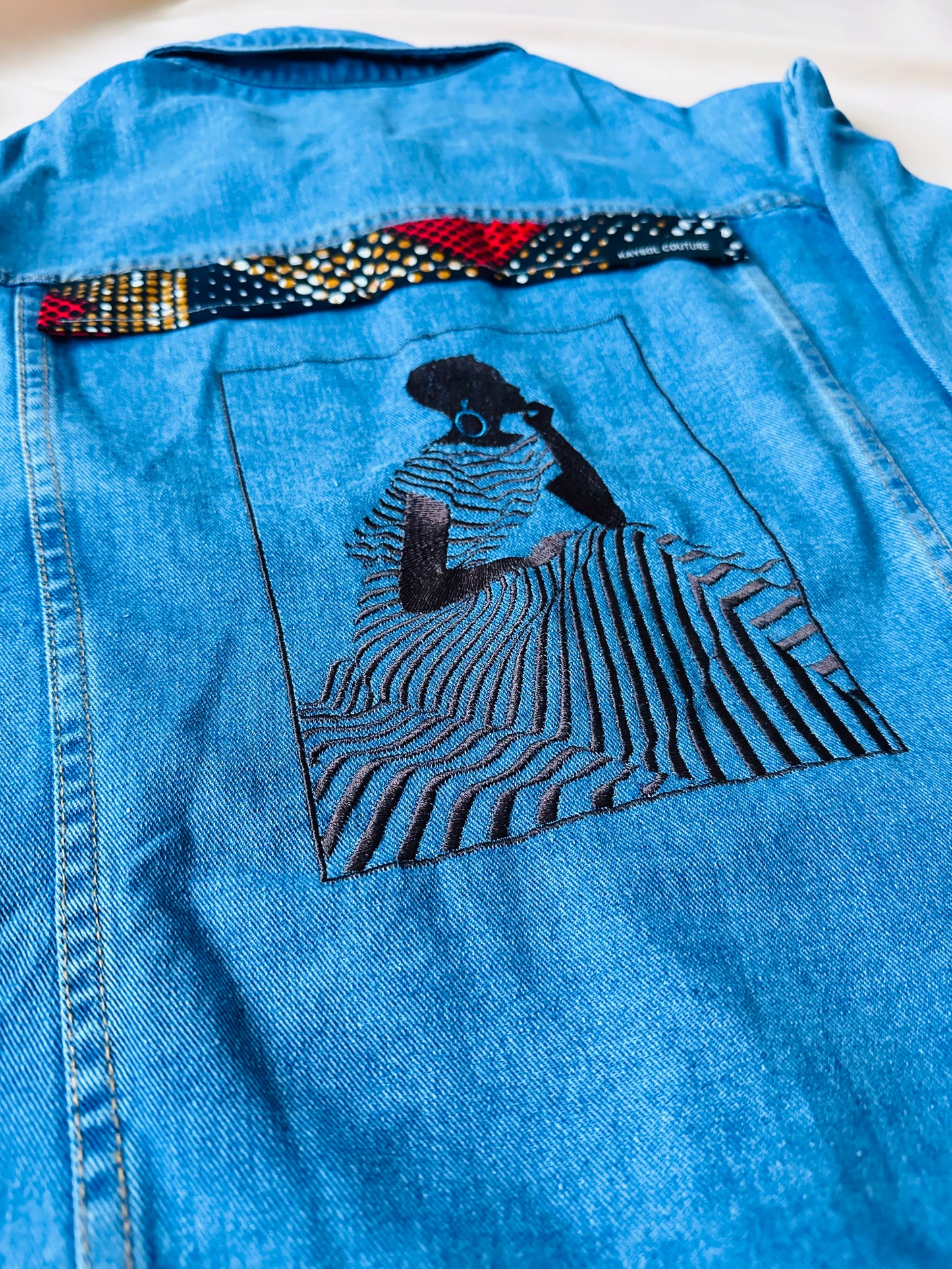 Veste brodée style africaine - Veste en jean Brodé
