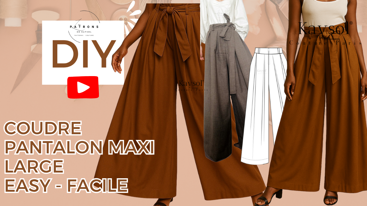 Patron Couture Pantalon Maxi Large - Patron pdf Pantalon Jupe - 12 Tailles EU/US