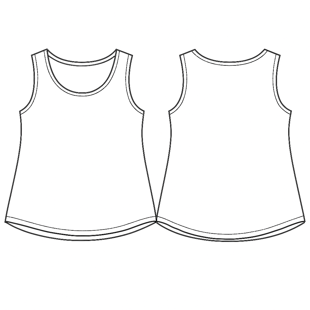 Patron couture PDF – Haut femme débutant | Top évasé sans manches | Taille XXS/7XL