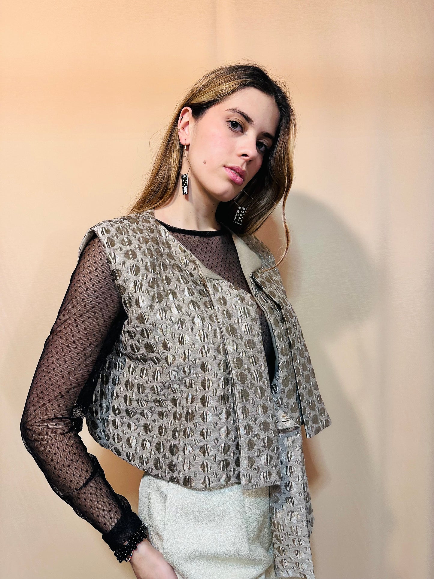 Gilet Femme Sans Manches en Brocard