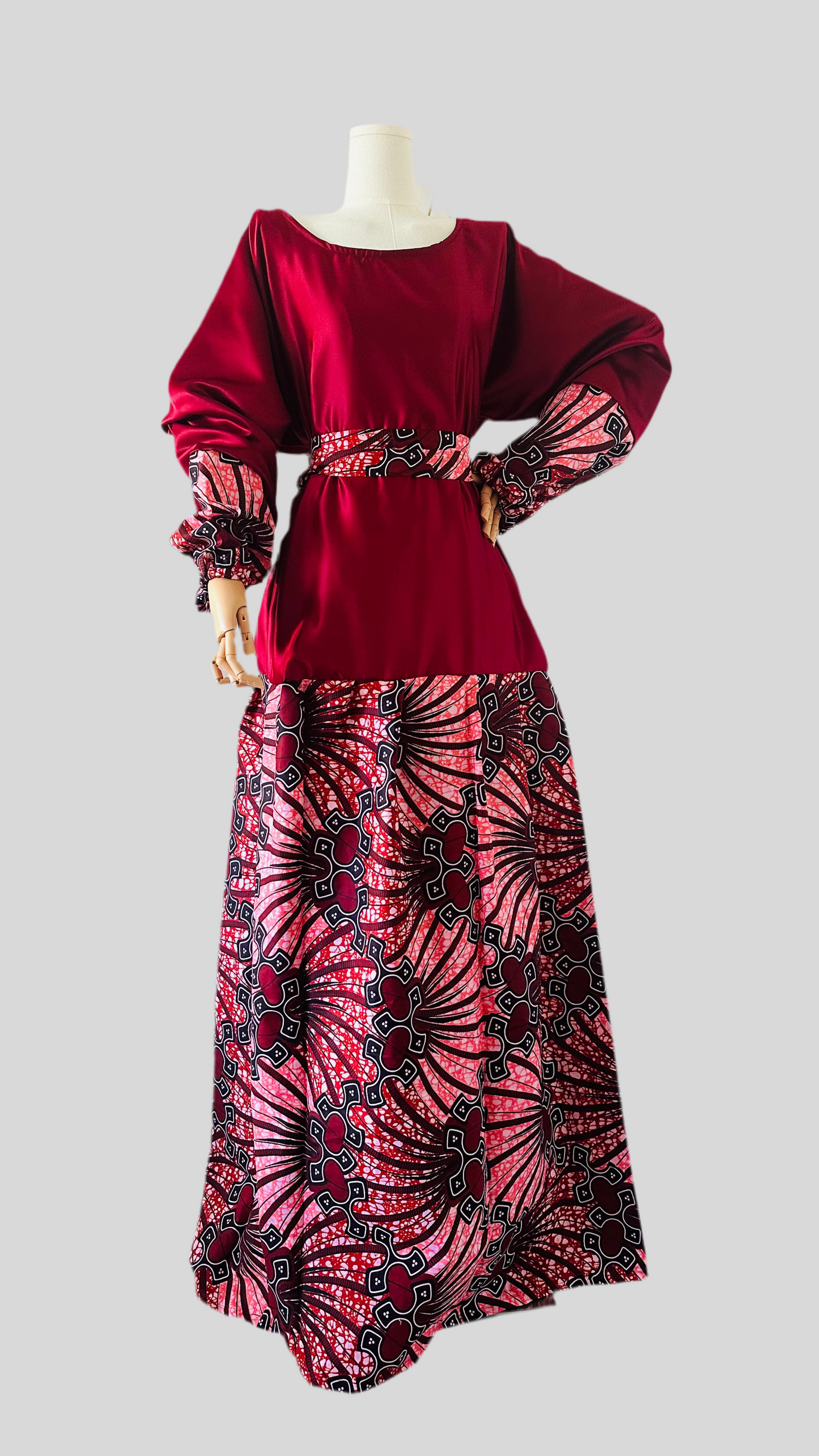 Robe longue en Wax - robe manche longue en wax - mode africaine- modele robe wax - robe de mariée africaine - robe de soiée africaine