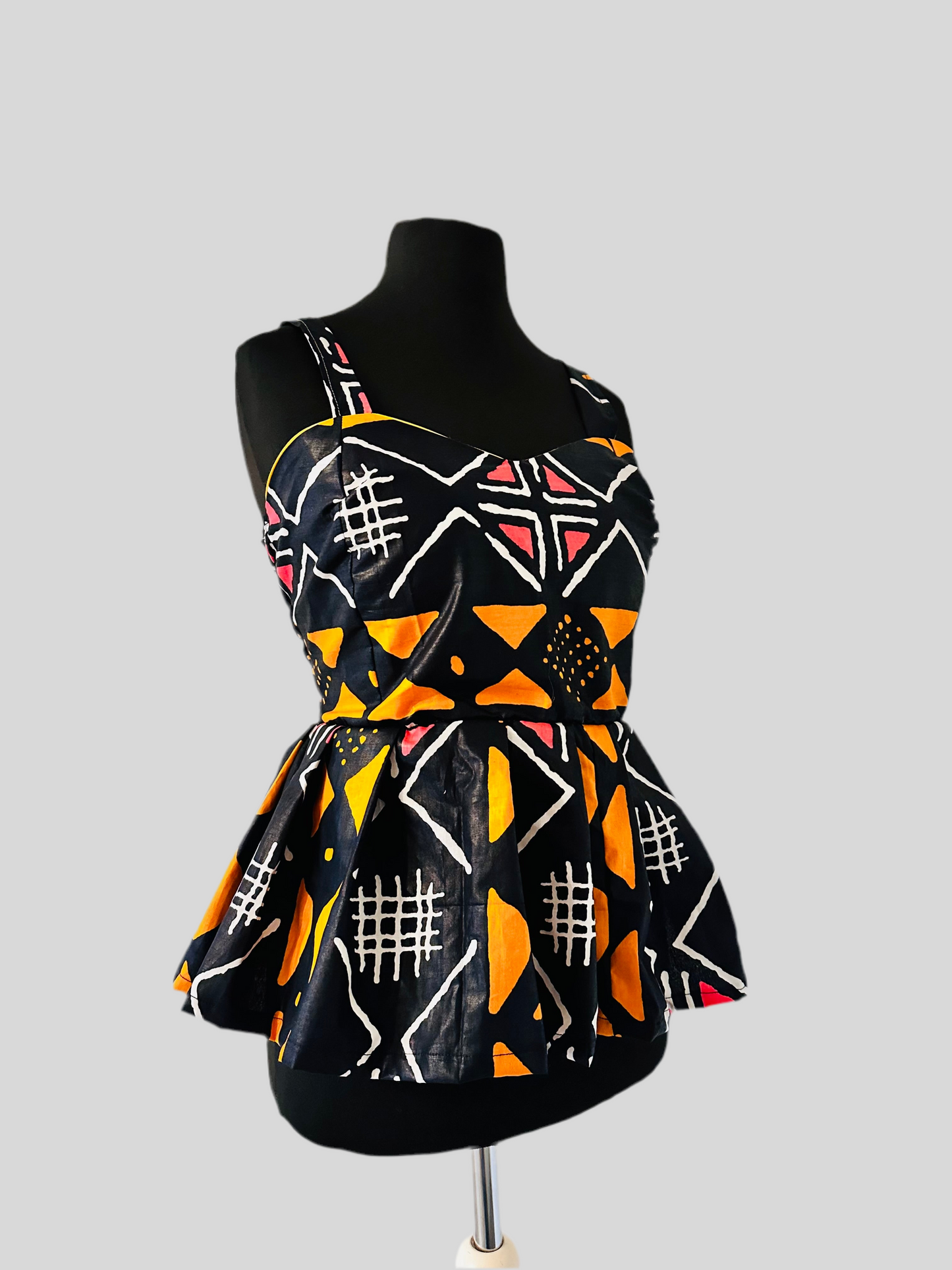 Bustier en wax - haut style corset en pagne