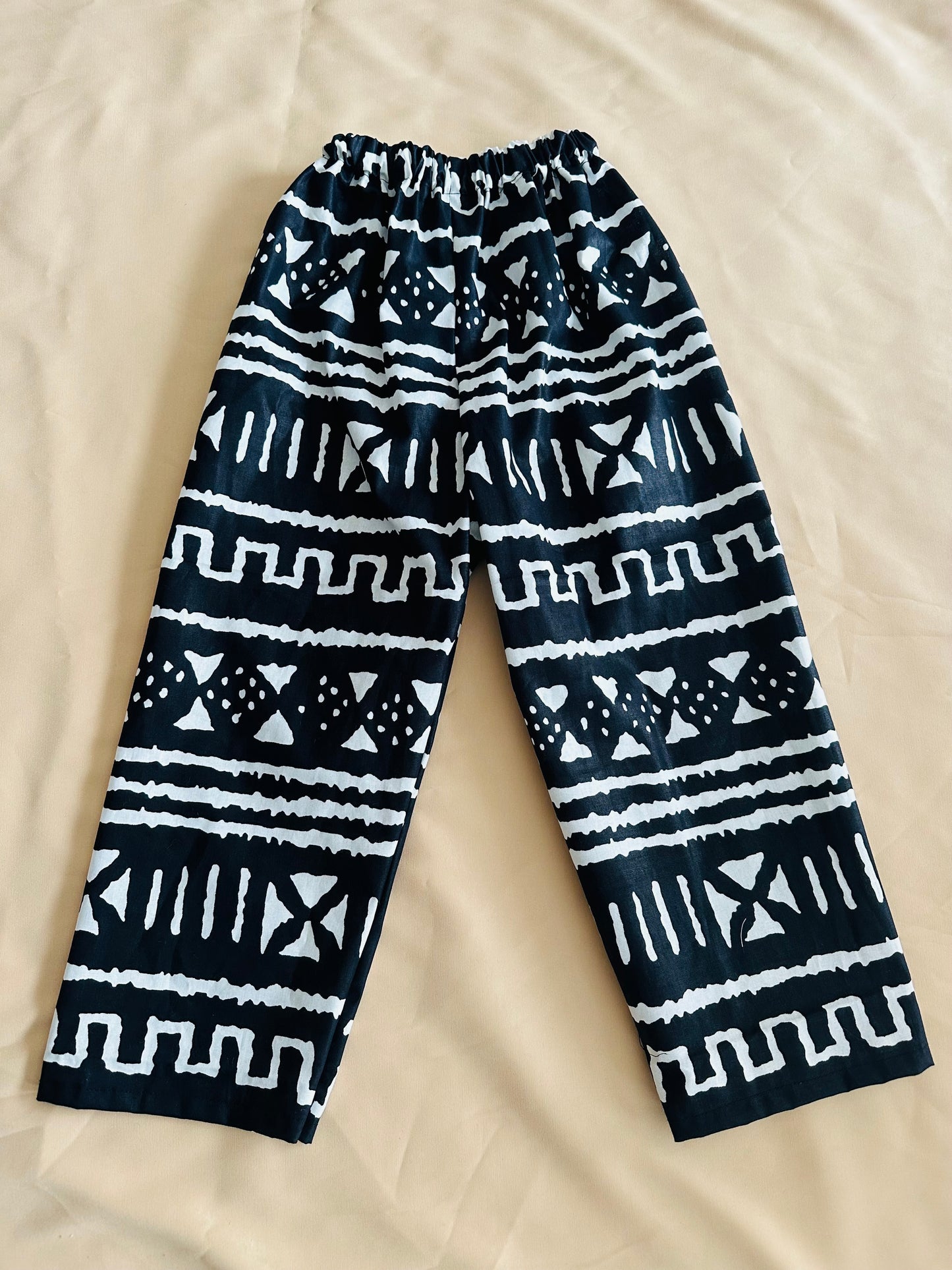 Ensemble enfant garçon Idriss – Bogolan noir et blanc – Fait main en coton