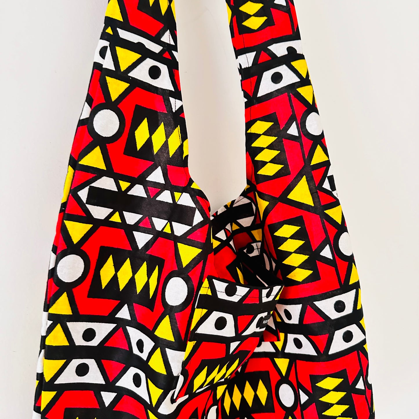Sac de course en tissu wax - Bogolan rouge - Hobo bag