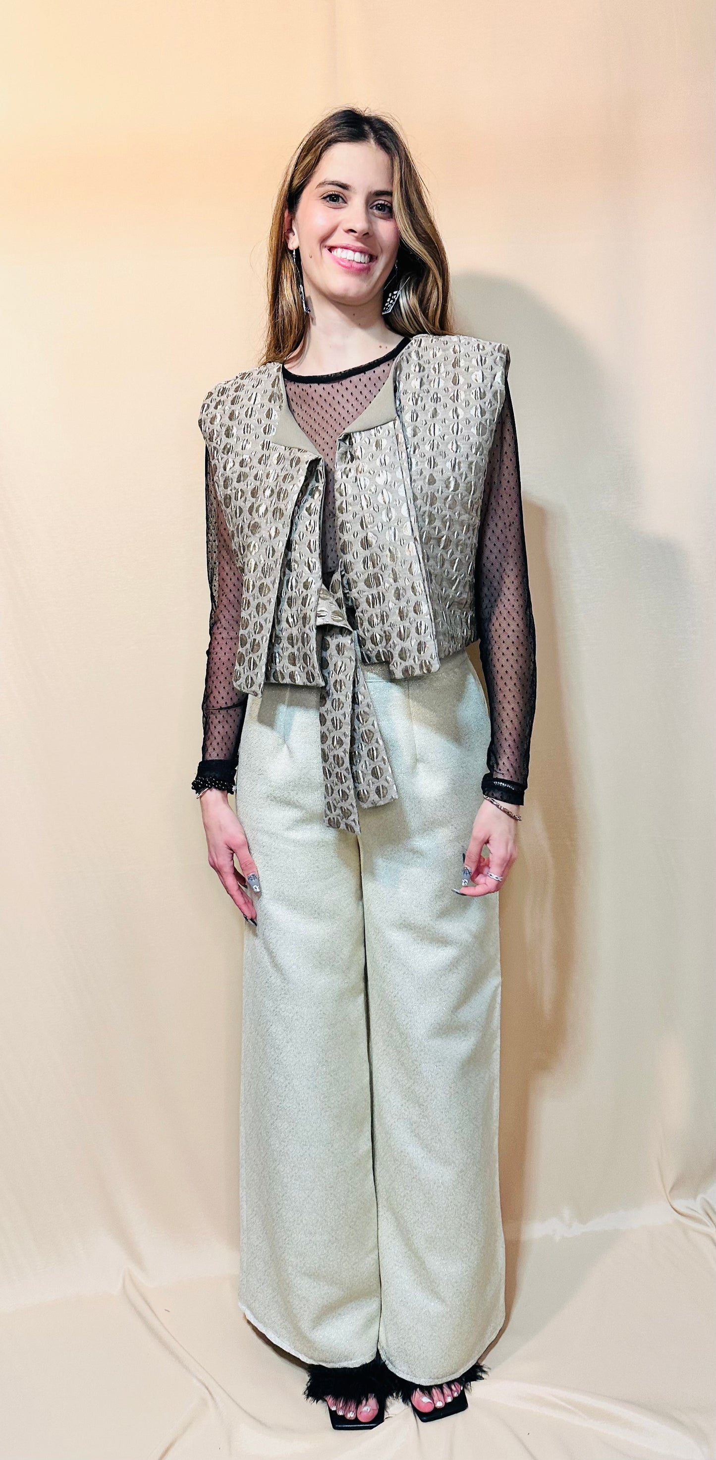 Gilet Femme Sans Manches en Brocart - Collection capsule