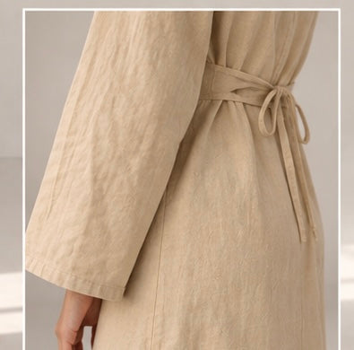 Long brown linen dress – Marina – Modest, flowing, adjustable