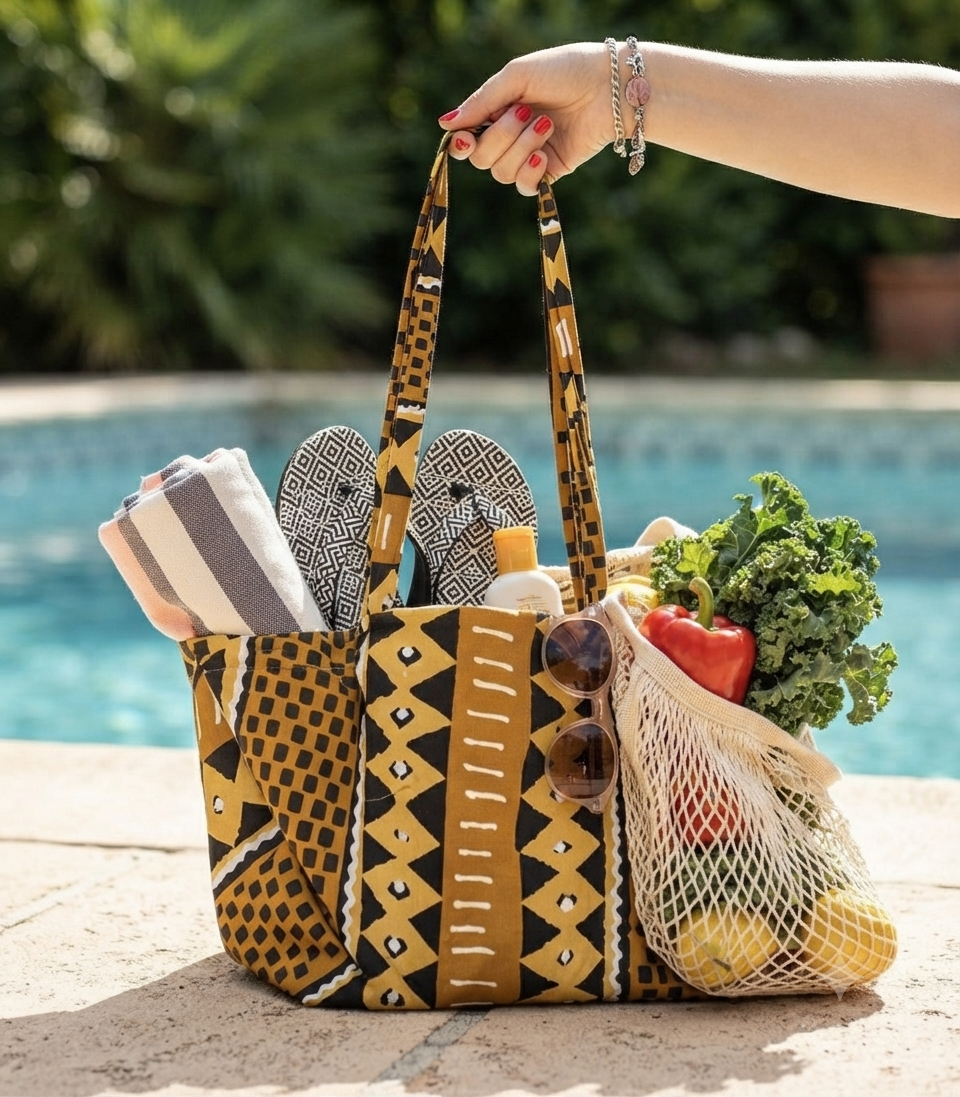 Sac réversible 2 en 1 – Sac & tapis de pique-nique en Wax - Sac Fiona