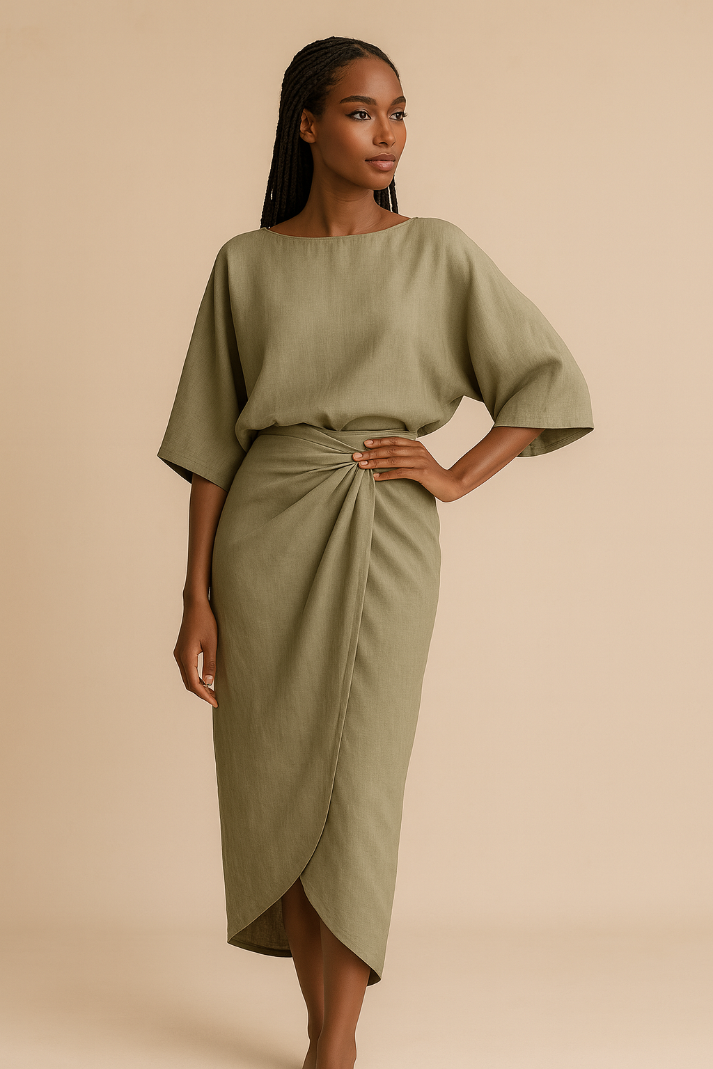 Leinen-Set aus Rock und Oberteil – Minimalistisches Damen-Outfit – Kaysol Couture