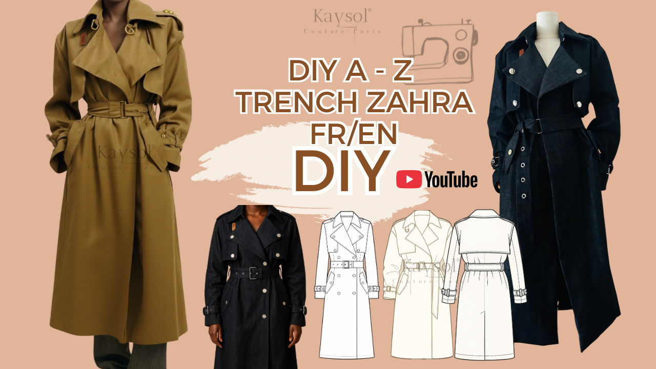 Apprendre à Coudre un Trench + Patron couture Trench Zahra – XS/S au 7XL/8XL