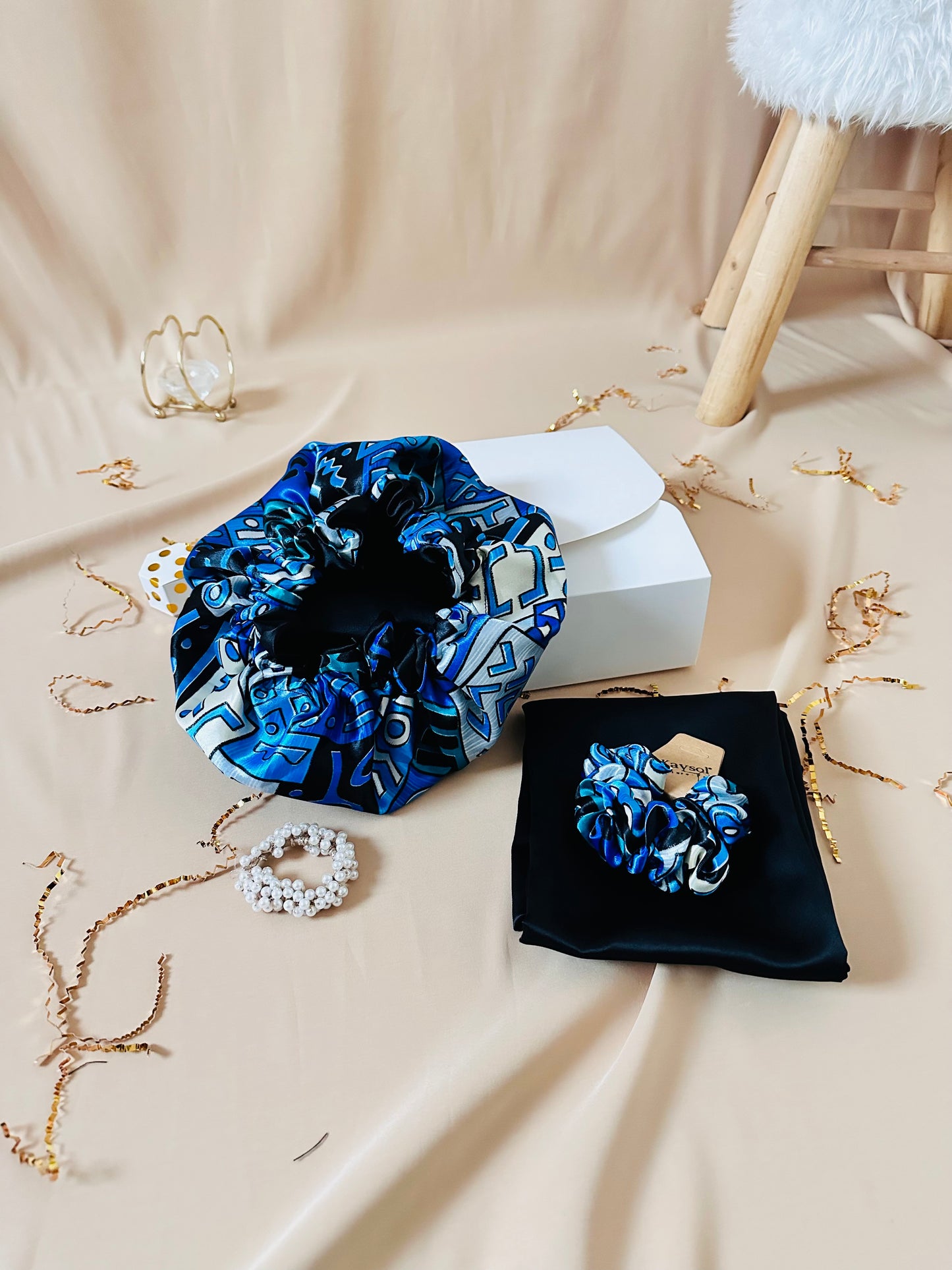 accessoire cheveux homme - Bonnet en Satin Mixte - Coffret cadeau homme-femme - Taie d'oreiller - Chouchou