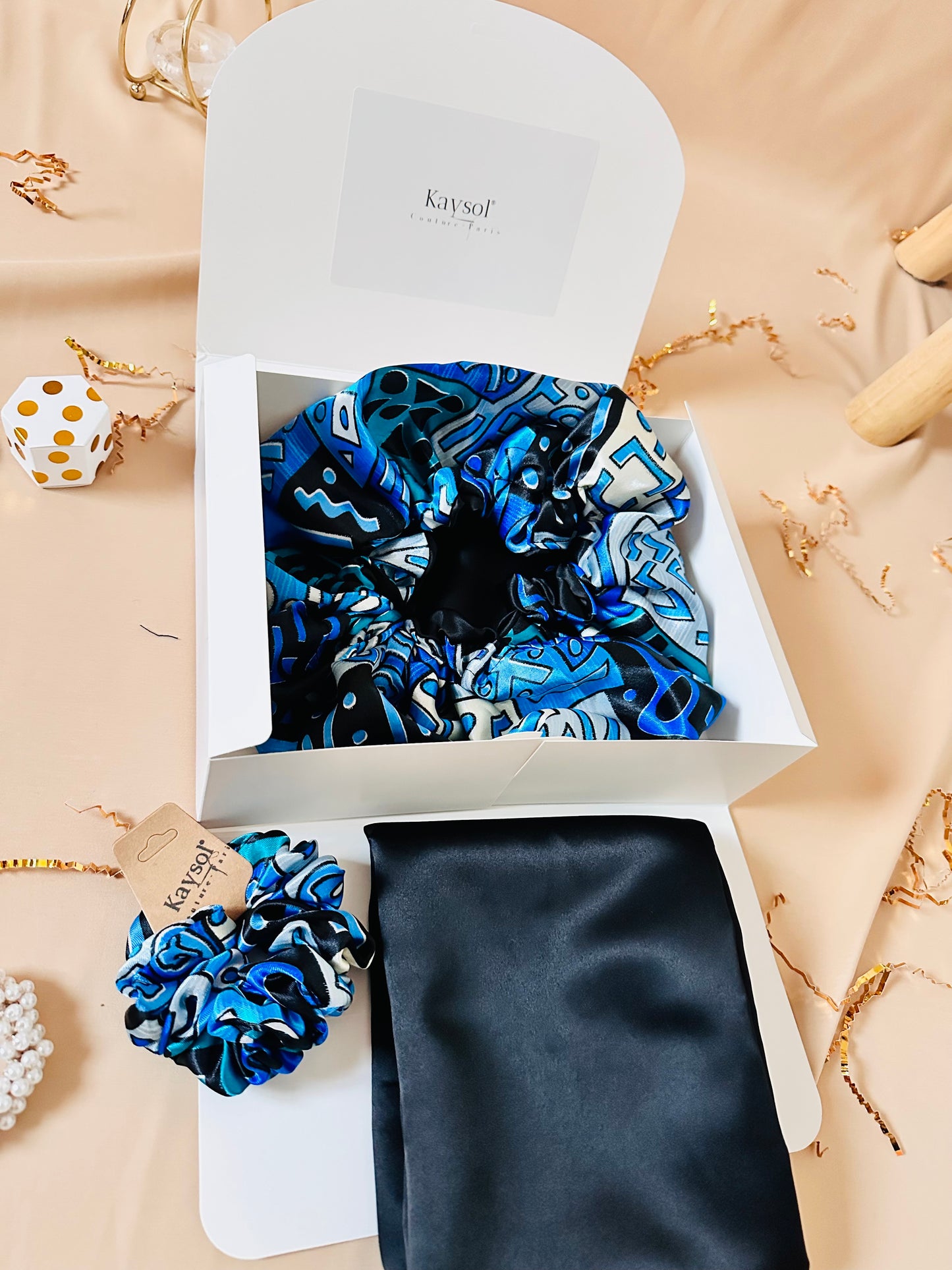 Bonnet en Satin Mixte - Coffret cadeau homme-femme - Taie d'oreiller - Chouchou