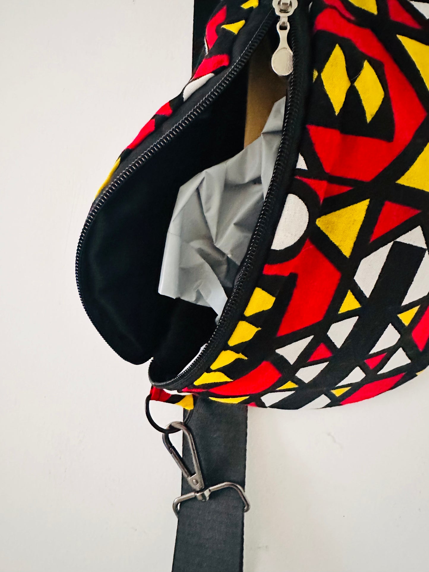 Sac Banane en Wax - Bogolan rouge