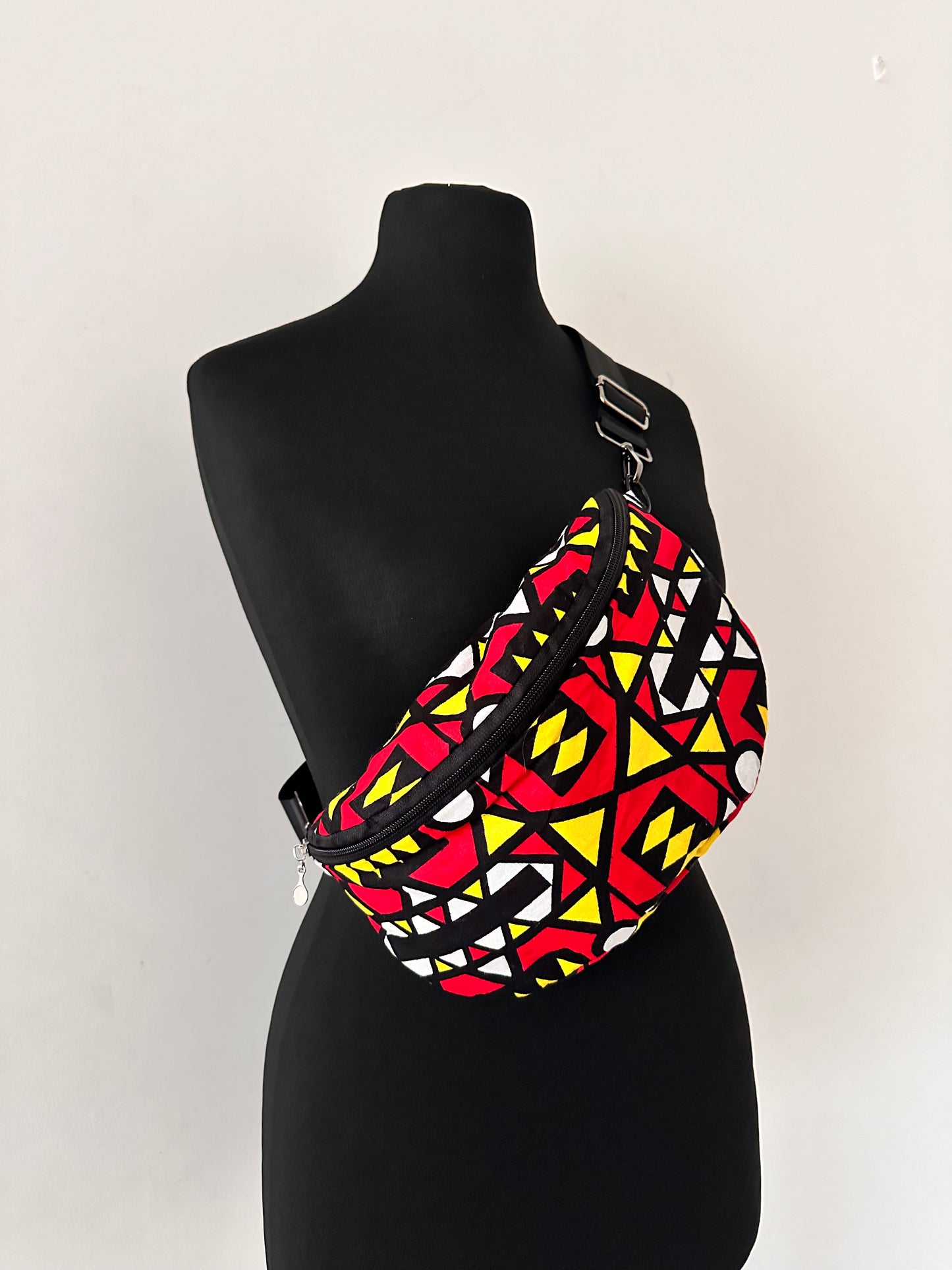 Sac Banane en Wax - Bogolan rouge