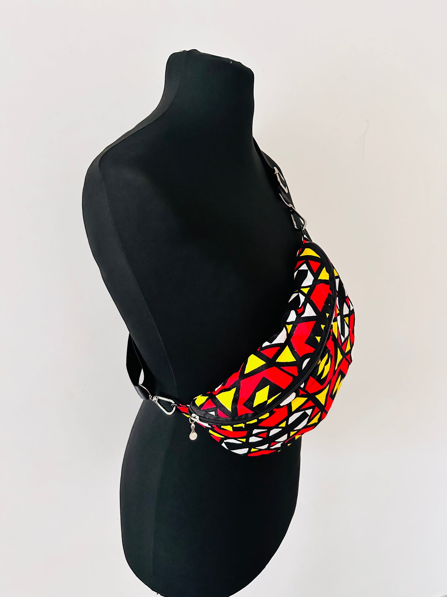 Sac Banane en Wax - Bogolan rouge