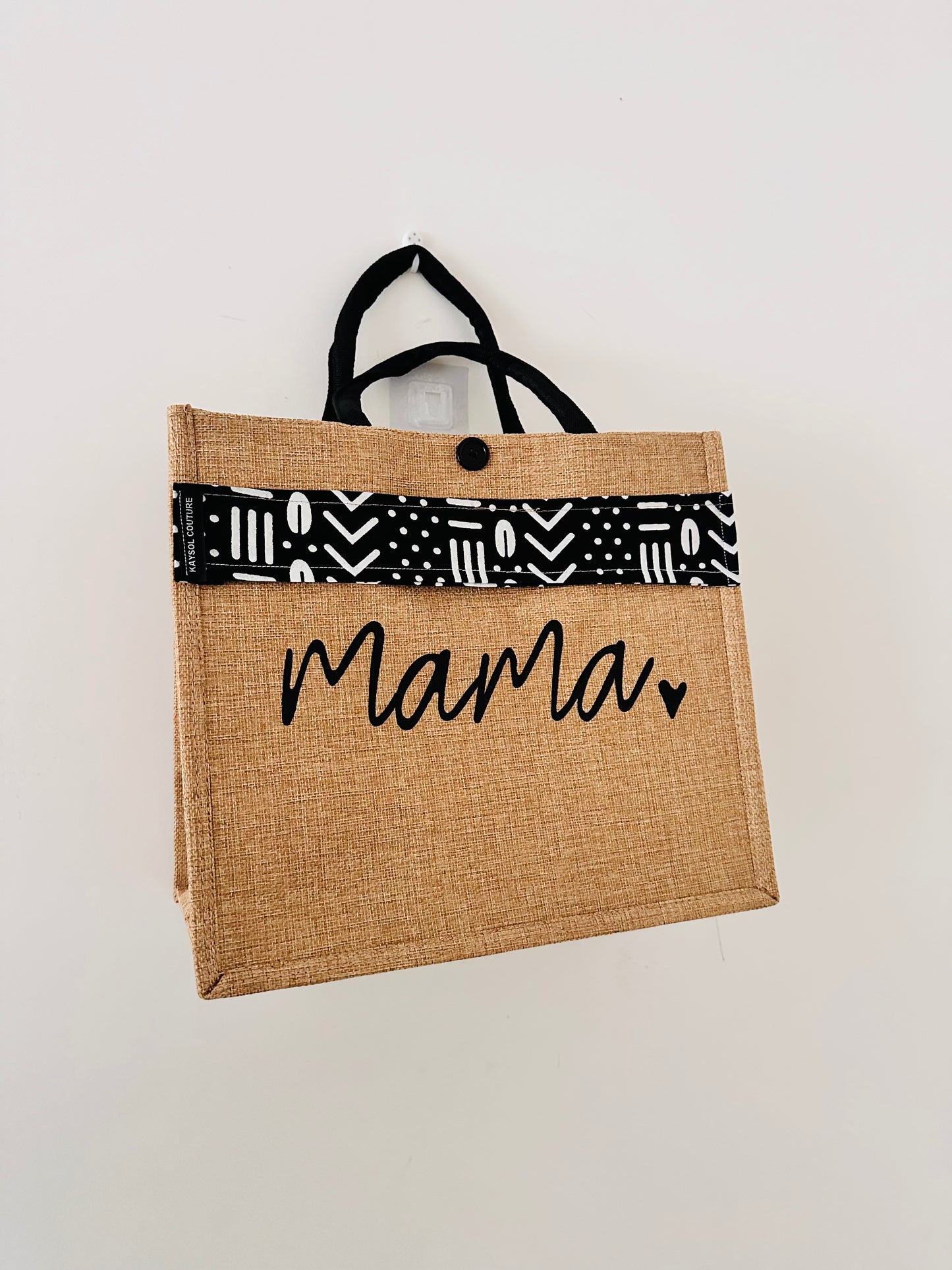 Sac cabas Customiser "Mama" Bogolan noir