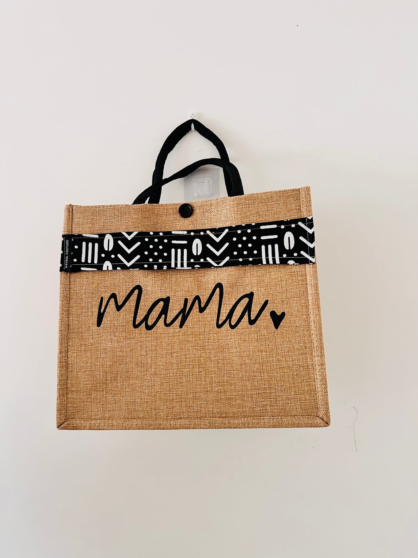 Sac cabas Customiser "Mama" Bogolan noir