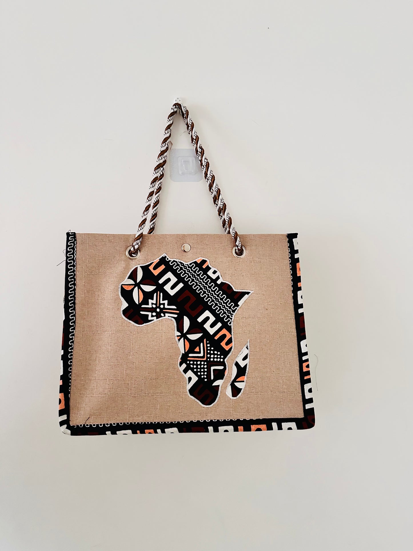 Sac Cabas beige - Carte Afrique