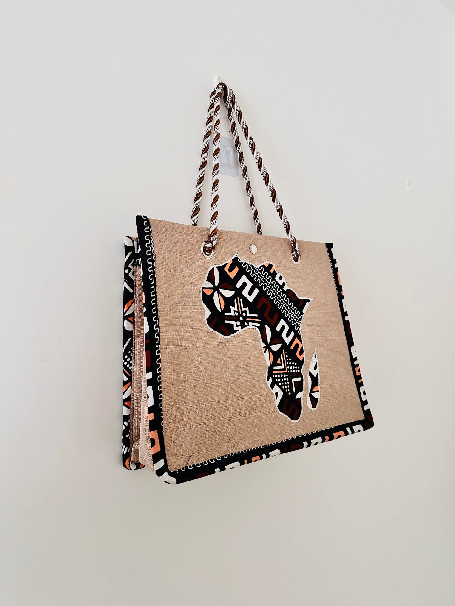 Sac Cabas beige - Carte Afrique
