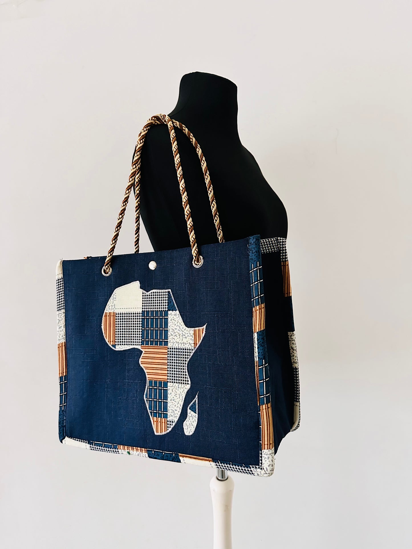 Cabas avec carte d'Afrique - Bleu marine