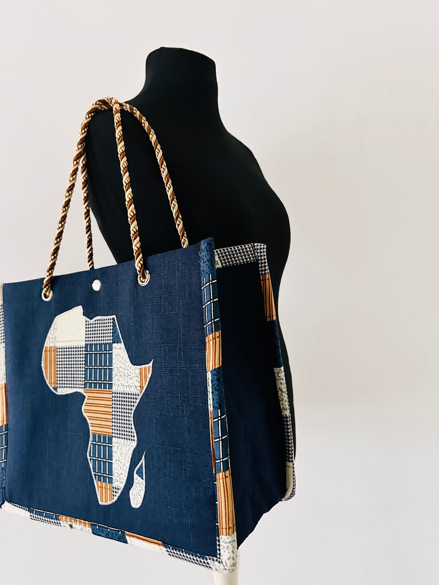 Cabas avec carte d'Afrique - Bleu marine