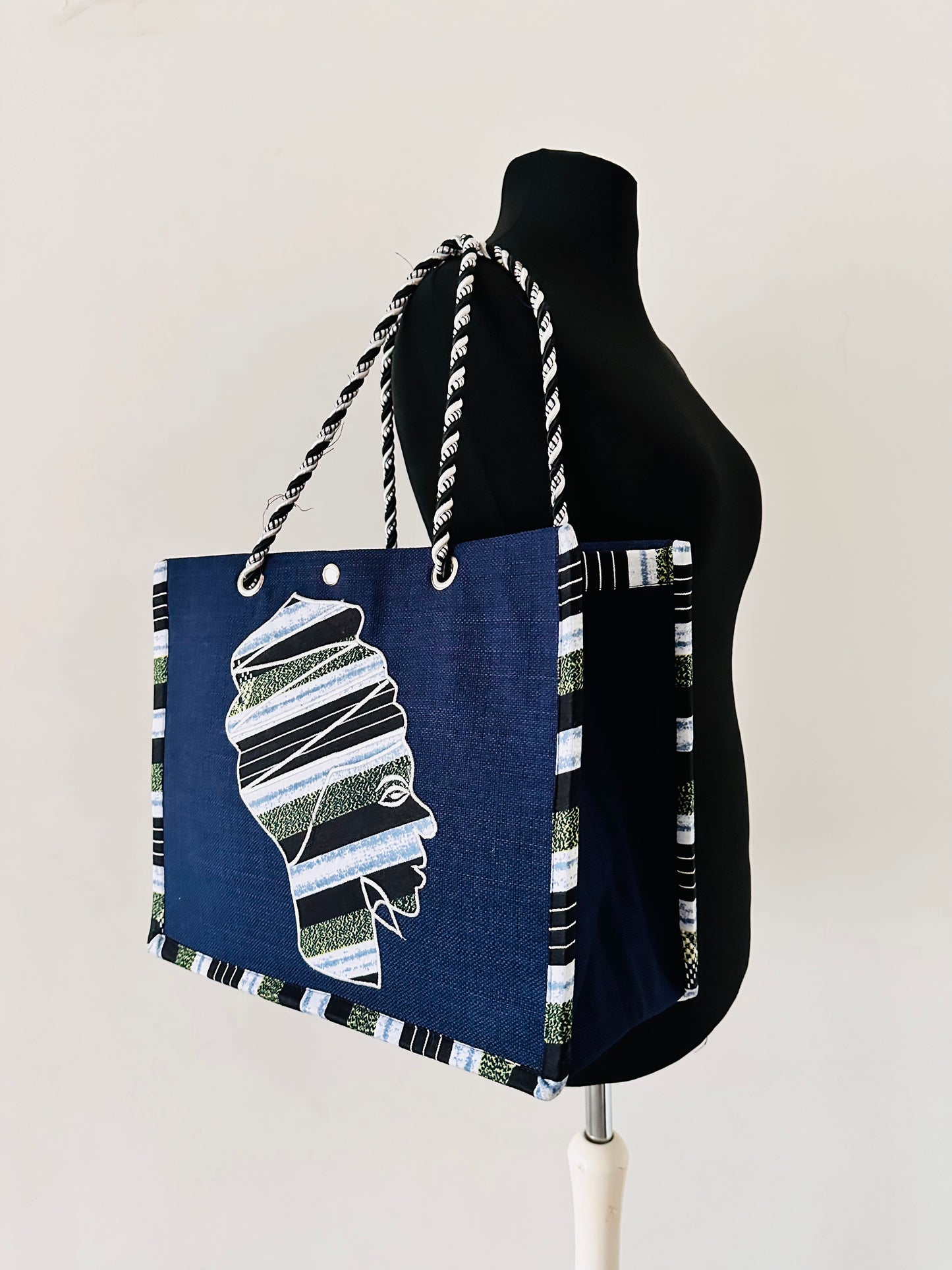 Sac Cabas - moitif wax bleu