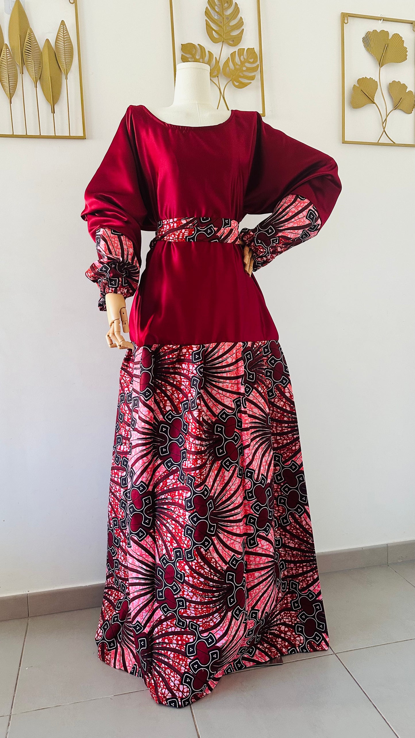 Robe longue en Wax - robe manche longue en wax - mode africaine- modele robe wax - robe de mariée africaine - robe de soiée africaine