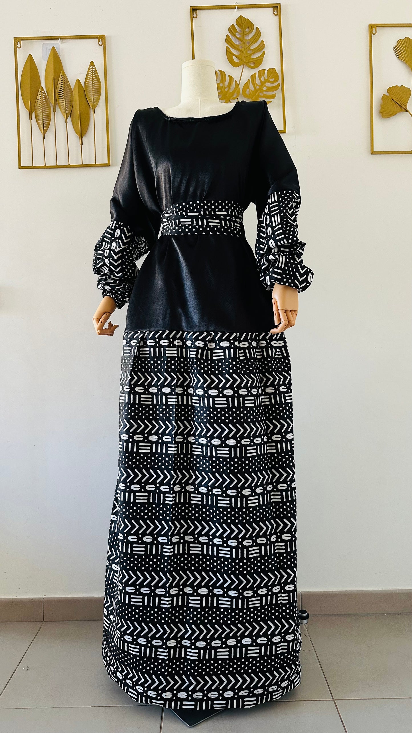 Robe longue en Wax - robe manche longue en wax - mode africaine- modele robe wax - robe de mariée africaine - robe de soirée africaine