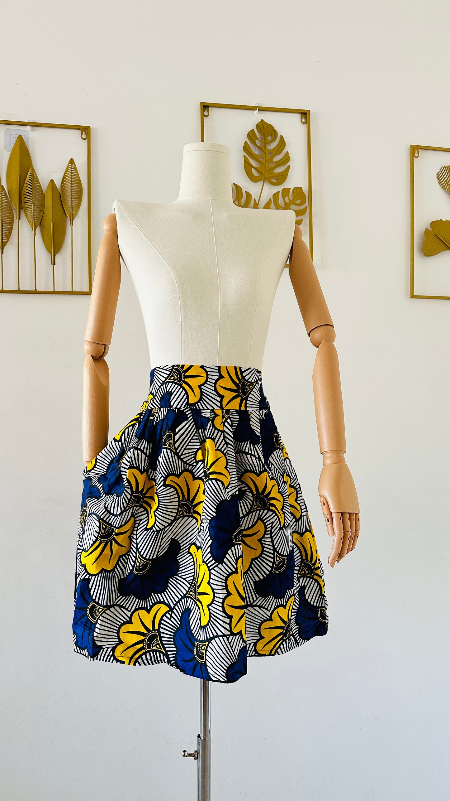 Jupe courte en Wax - Poches