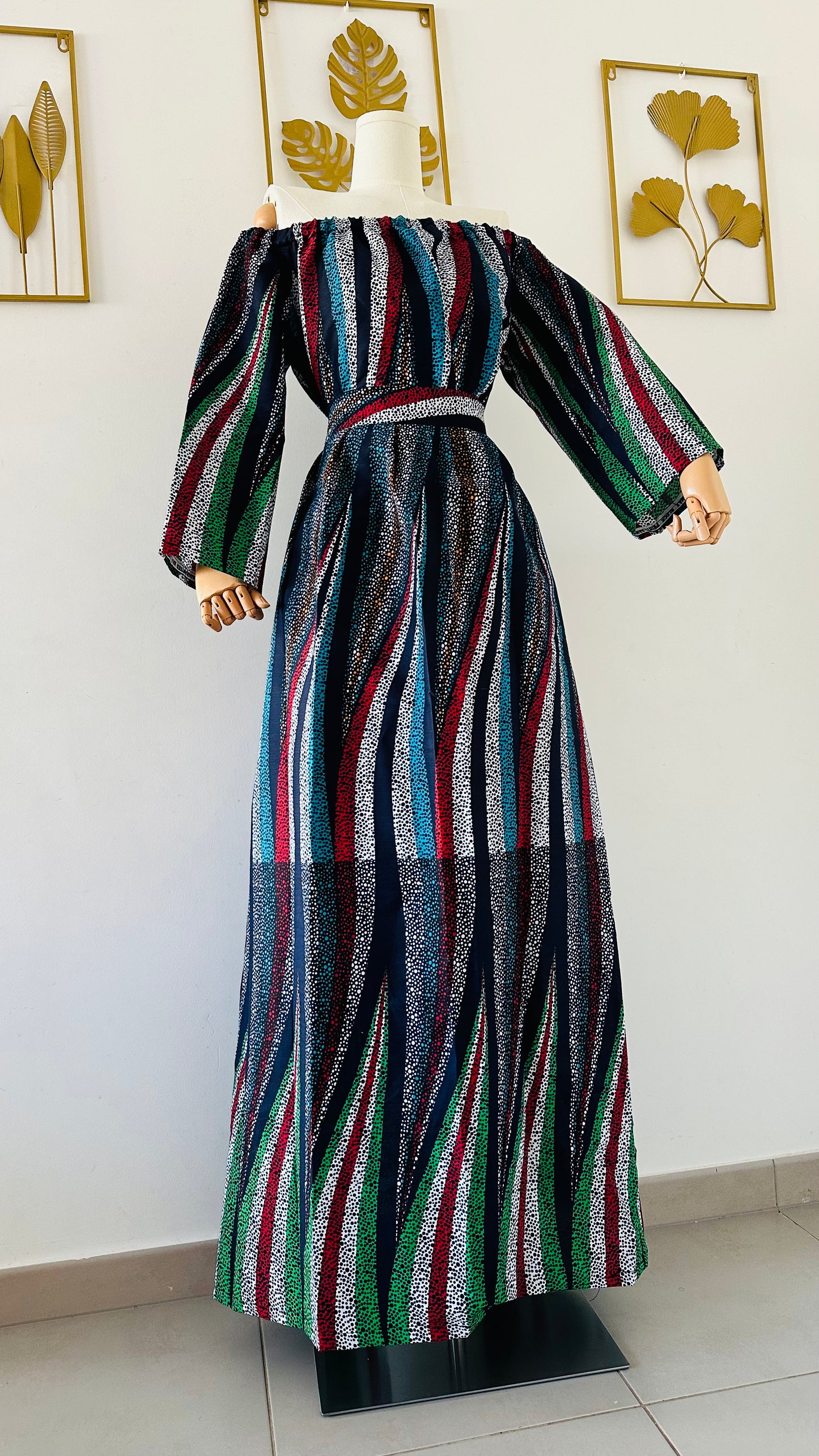 Jupe Longue en wax Bleu - Gueda