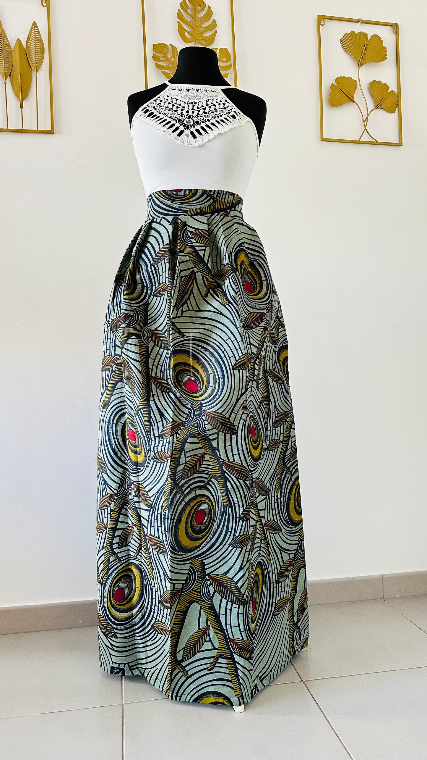 jupe grande taille - tall - jupe en wax pour grande - jupe en wax vert kaki
