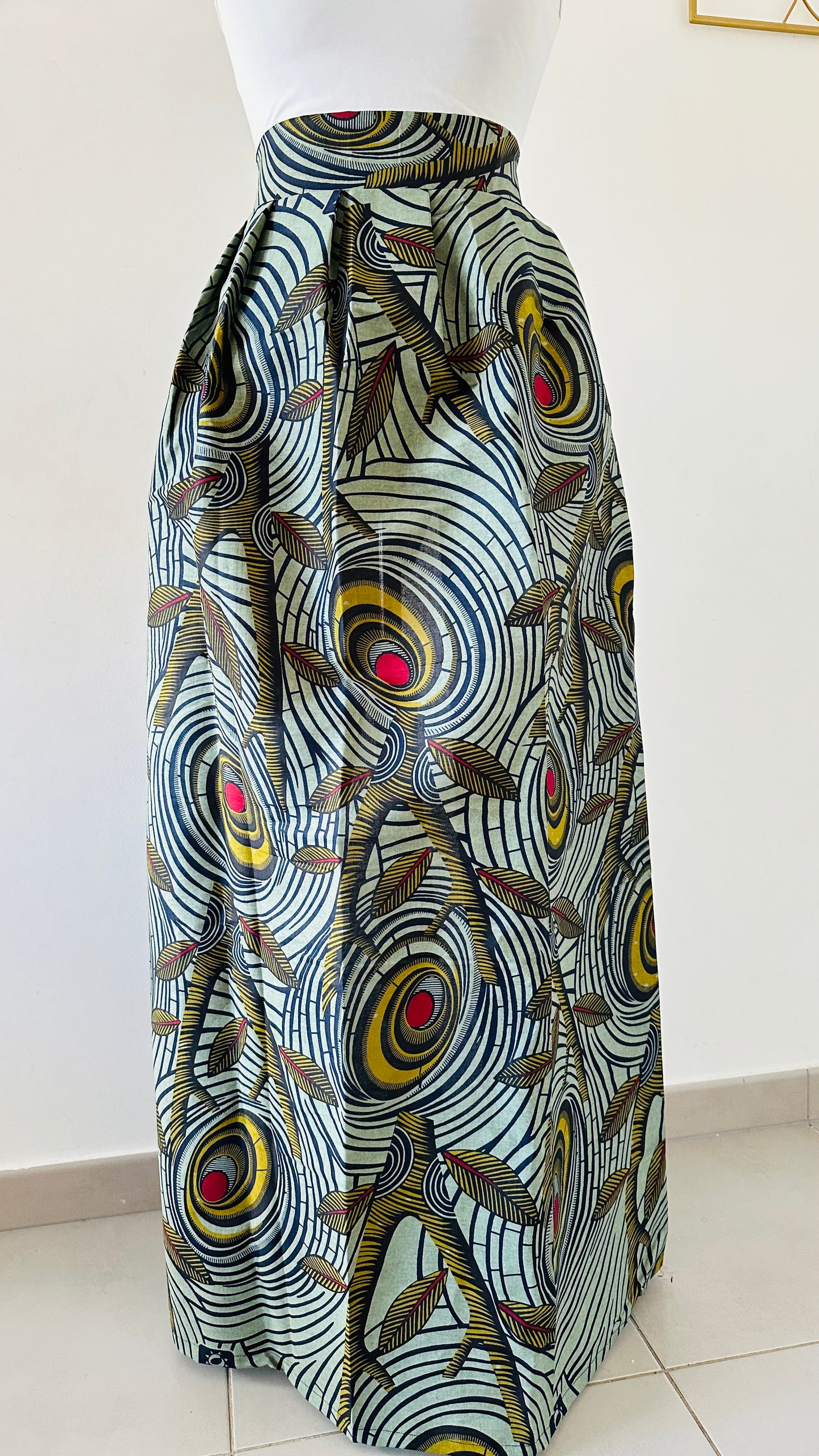 jupe grande taille - tall - jupe en wax pour grande - jupe en wax vert kaki