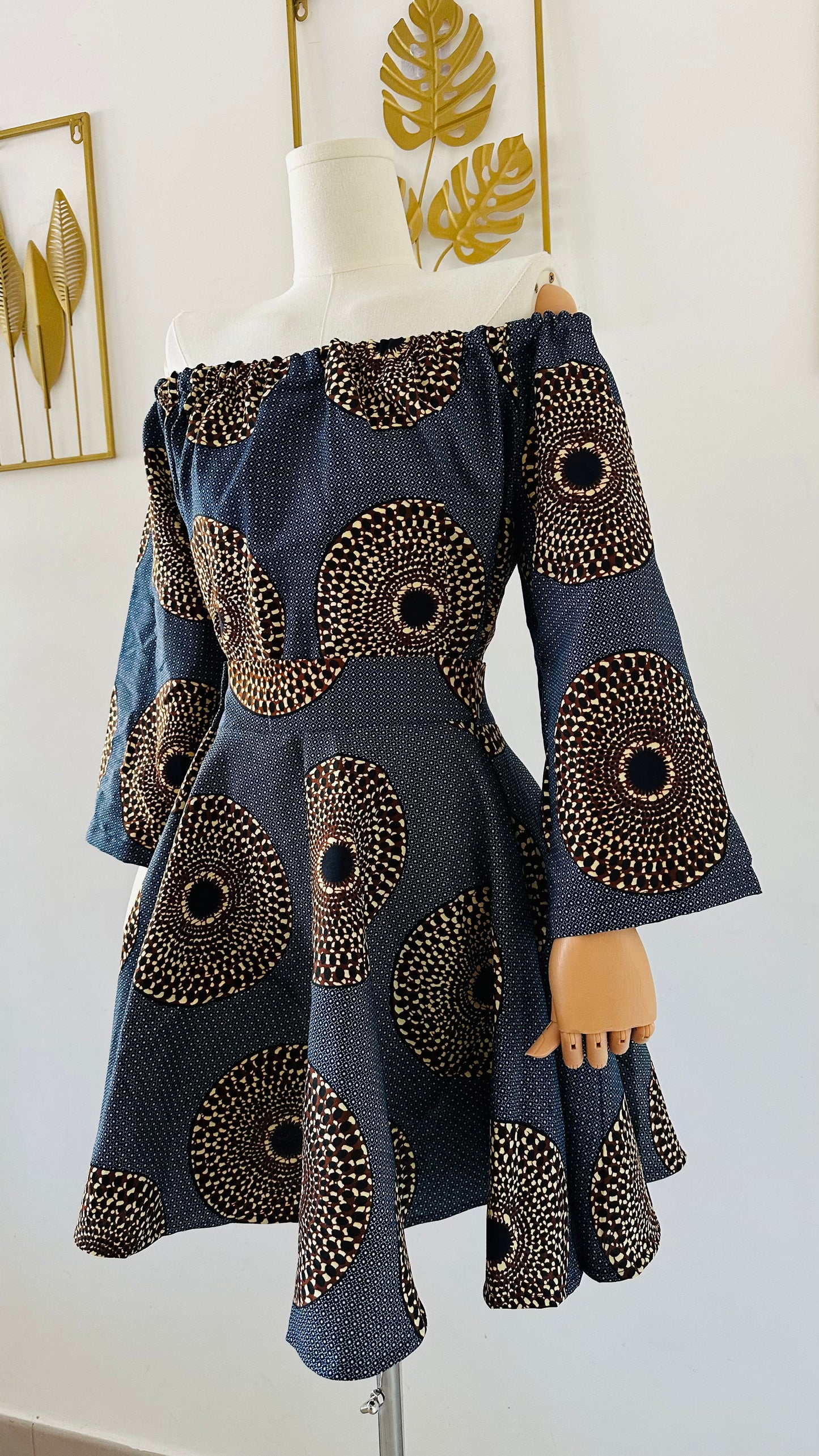 Jupe Patineuse en wax - Jupe Courte africaine- jupe africaine bleu - jupe en wax rouge et beige