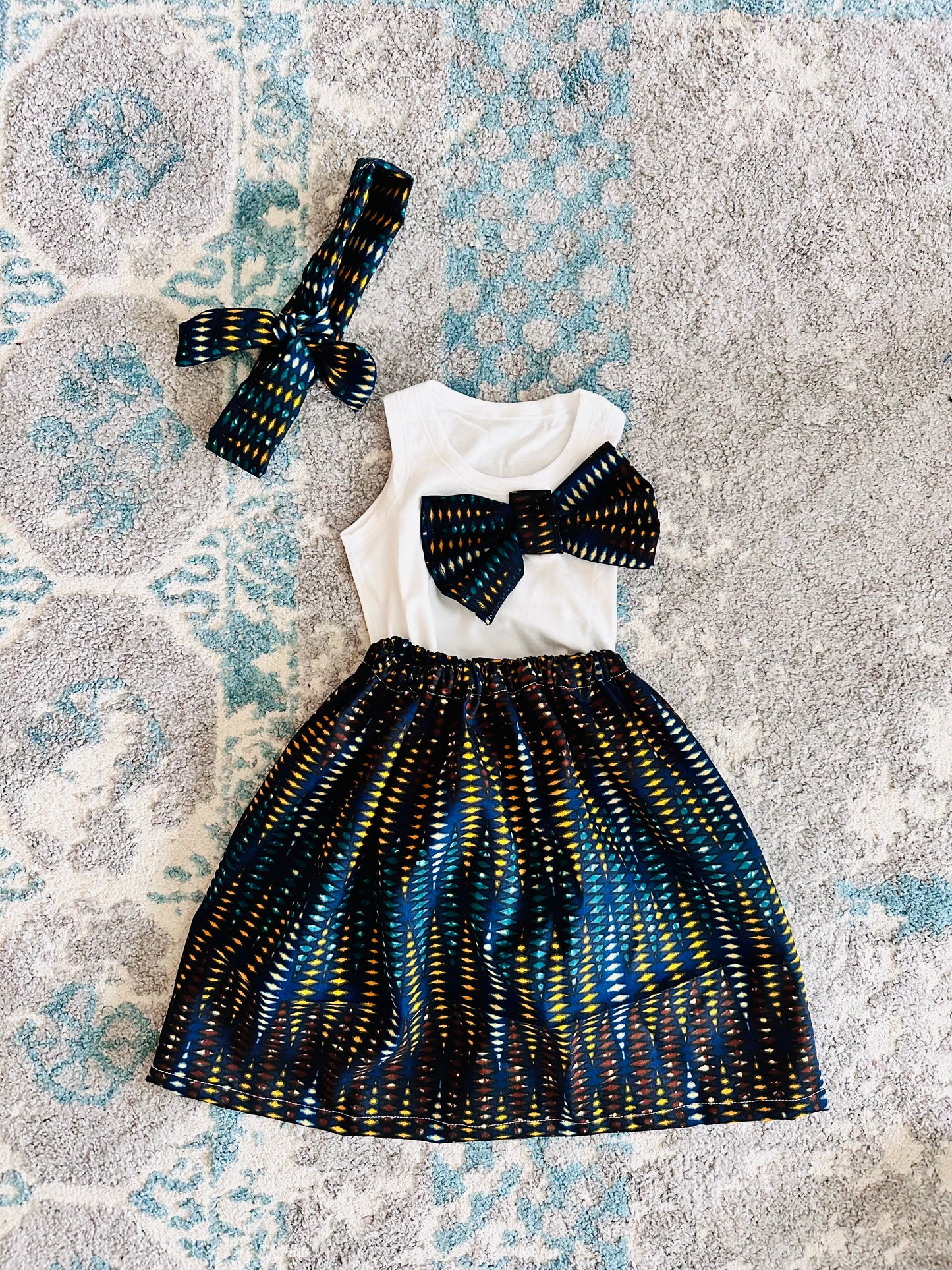 TENUE AFRICAINE BEBE _ JUPE WAX ENFANT_ TENUE DE FETES EN WAX
