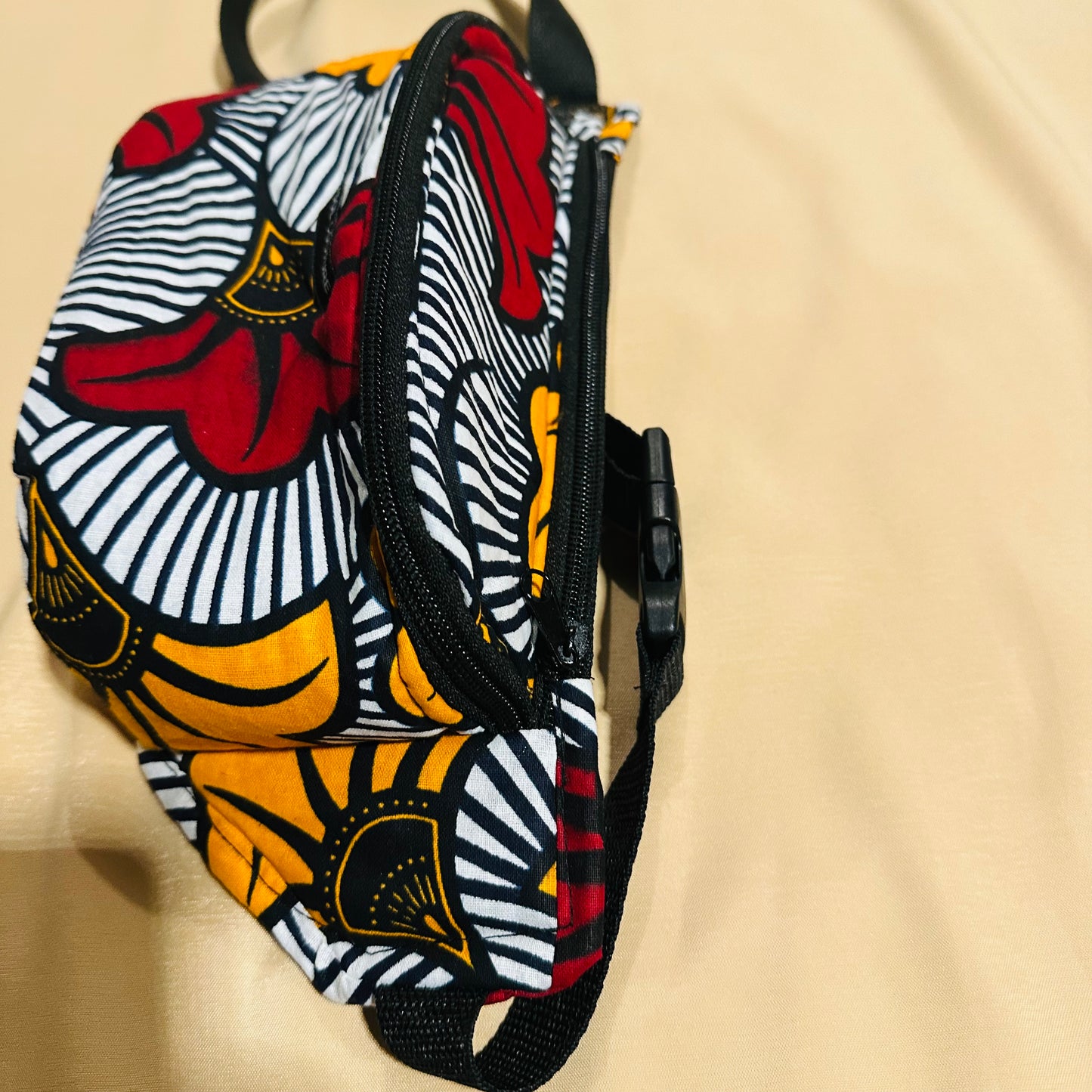 Sac Banane en Wax - Bogolan rouge - Choix Motif