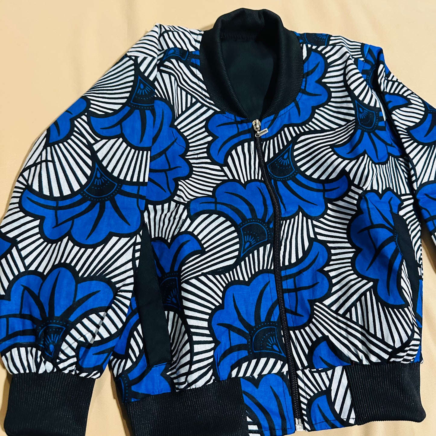 Bomber en Wax enfant - Mixte - Bleu roi