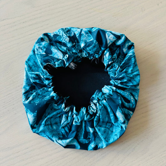 Bonnet en Satin - Tie dye Turqoise