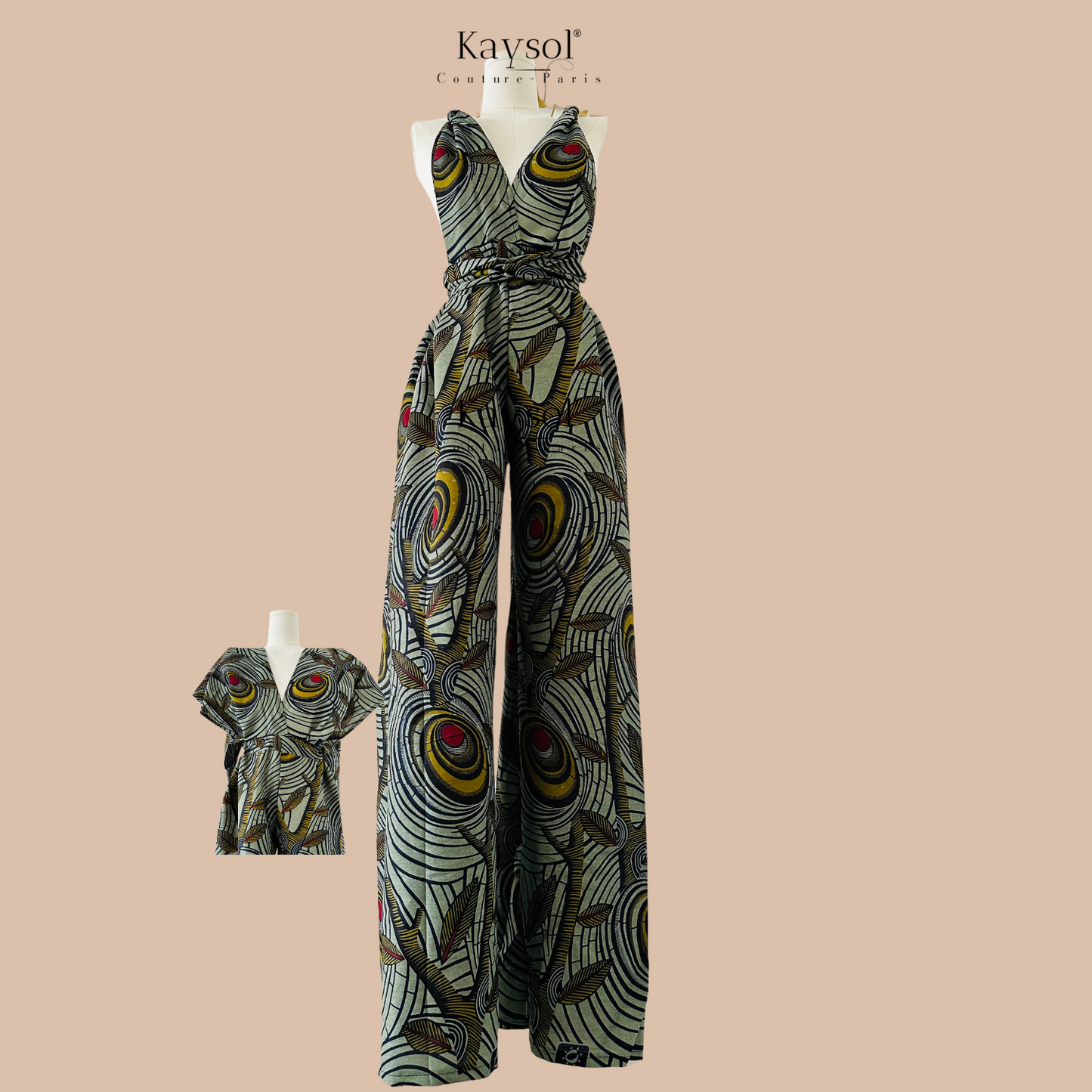 Combinaison en wax - tenue de ceremonie africaine - boutique africaine paris - robe en wax - tissu pagne