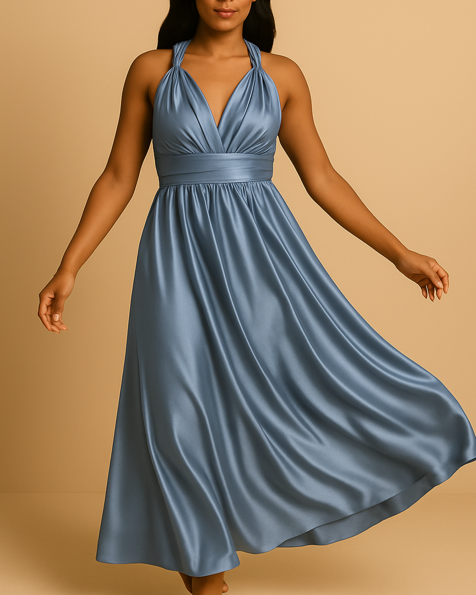 Robe Infinity – Satin Bleu luxe - Robe témoin mariage