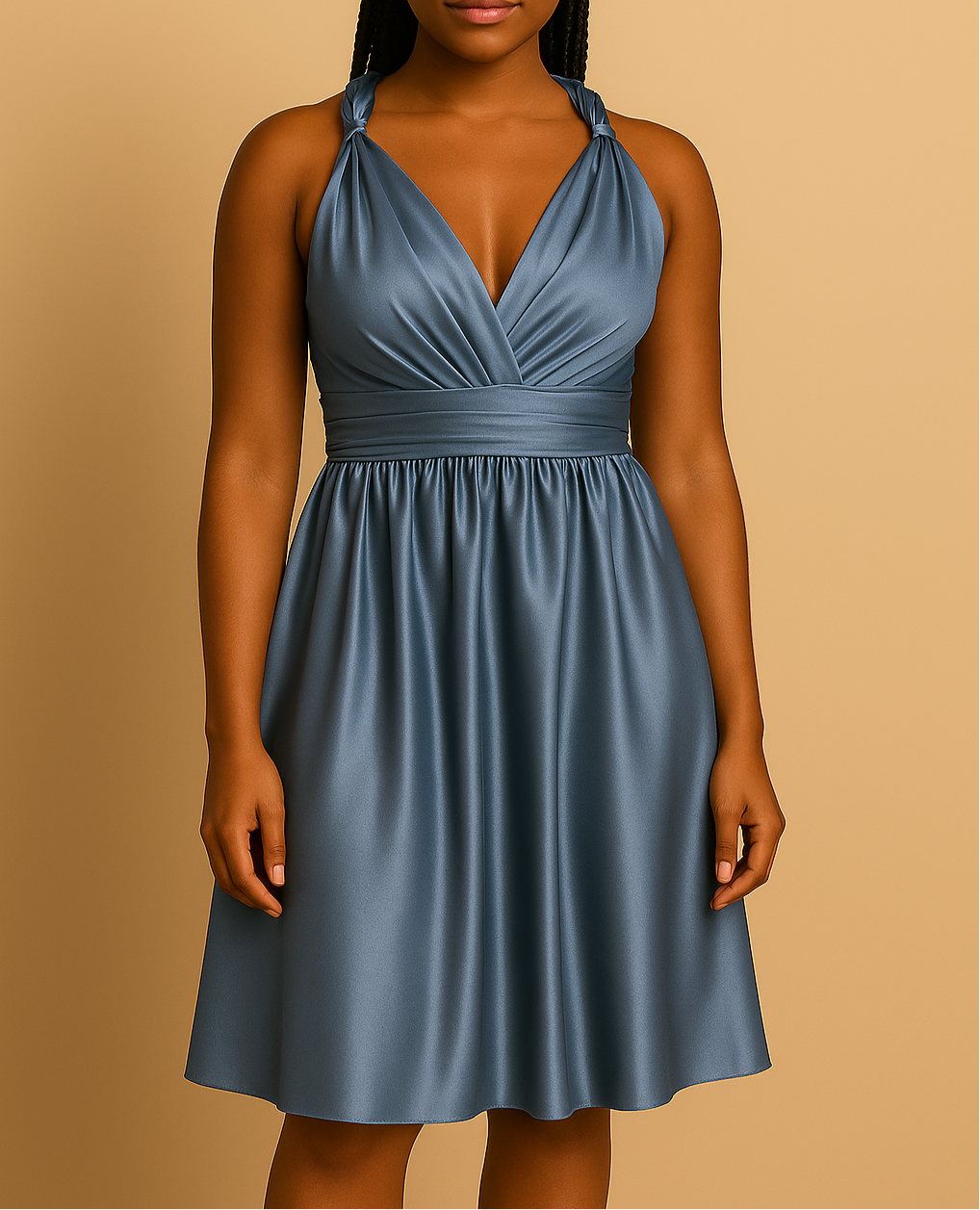 Robe Infinity – Satin Bleu luxe - Robe témoin mariage