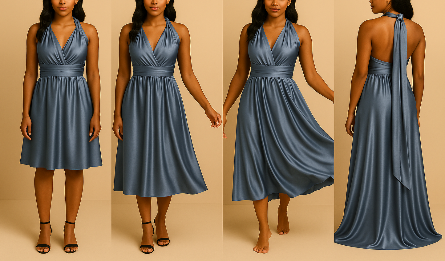 Robe Infinity – Satin Bleu luxe - Robe témoin mariage
