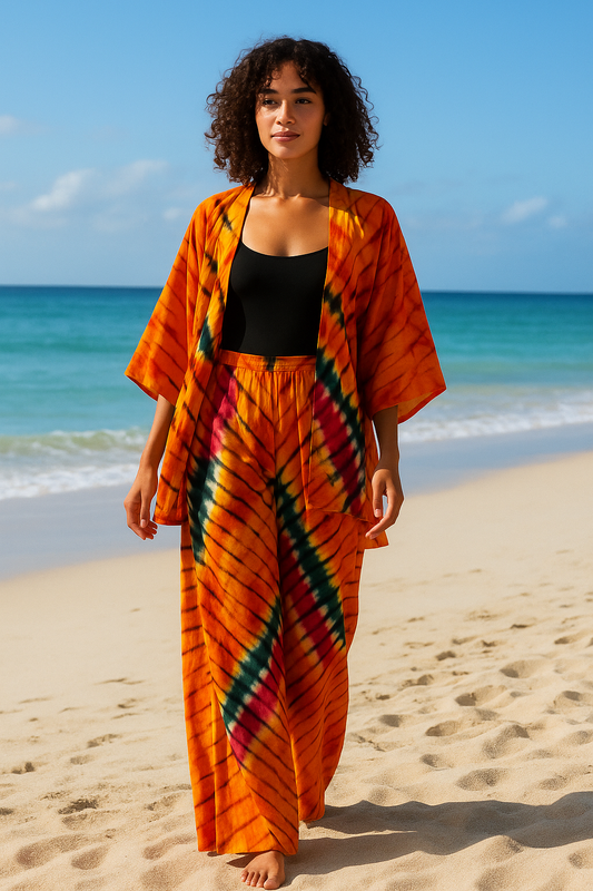 Set Kimono & Pantalon – Tie and Dye Orange