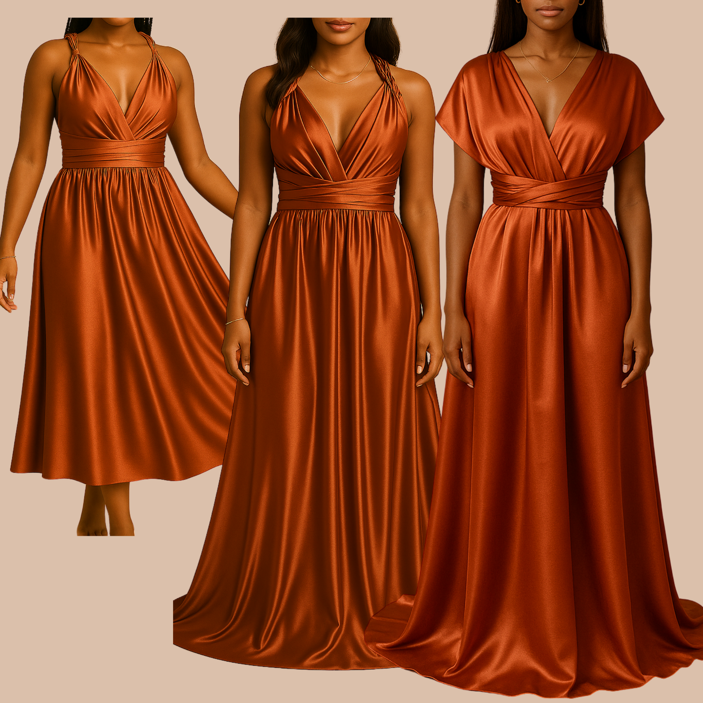 Robe Demoiselle d'honneur Terracotta - Robe infinity en satin