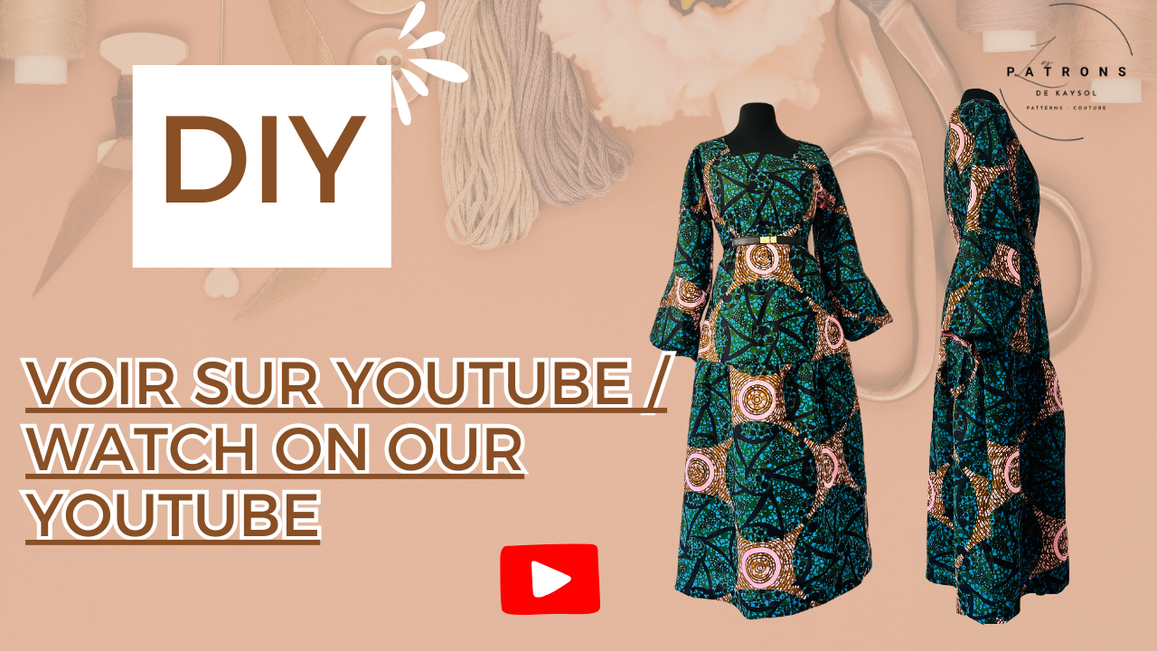 Patron Couture Robe midi - Patron robe Style Vintage - Pdf - Niveau Facile - 12 Tailles