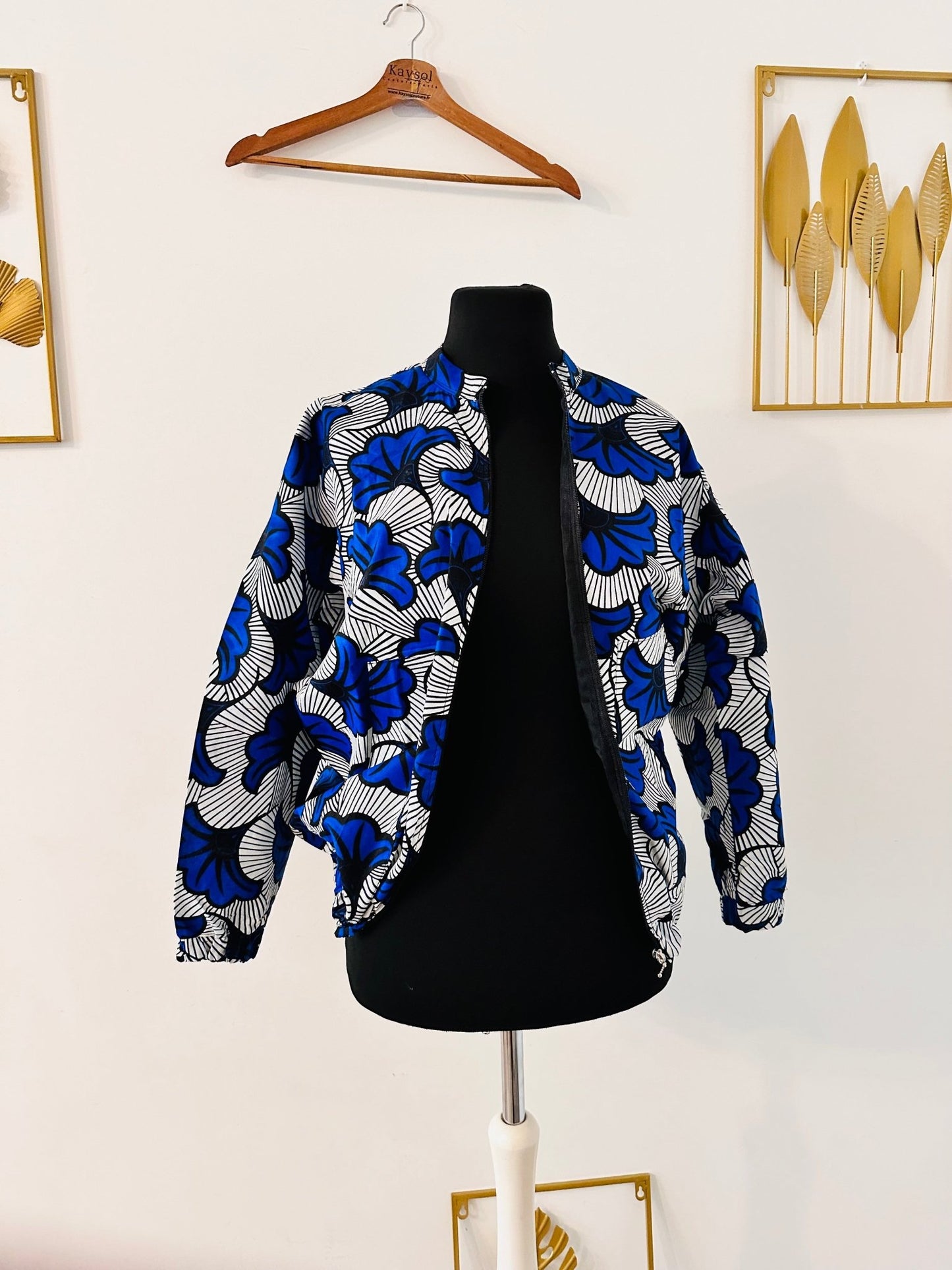 Bomber en Wax Mixte - Bleu roi - Kaysol Couture