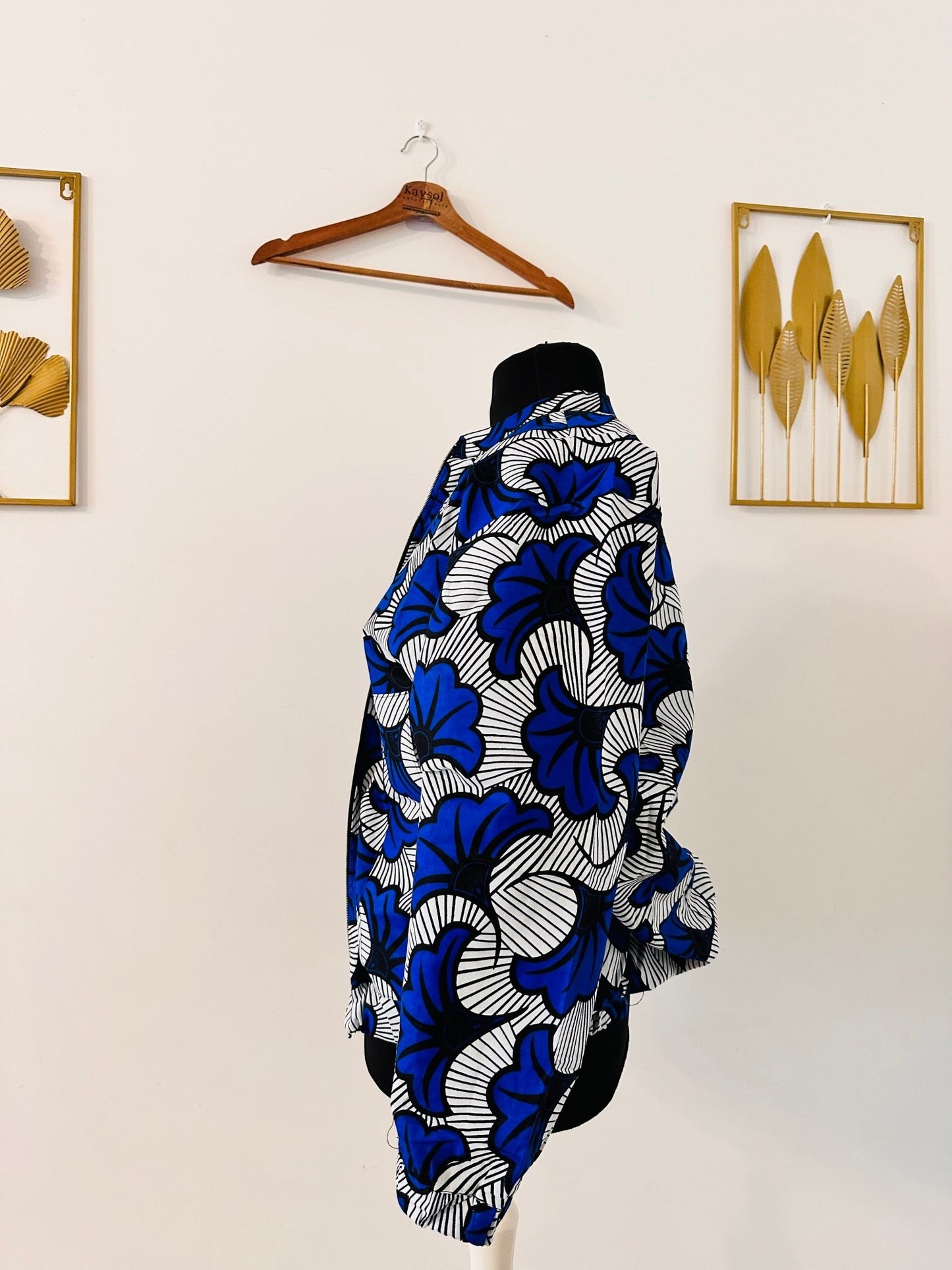 Bomber en Wax Mixte - Bleu roi - Kaysol Couture