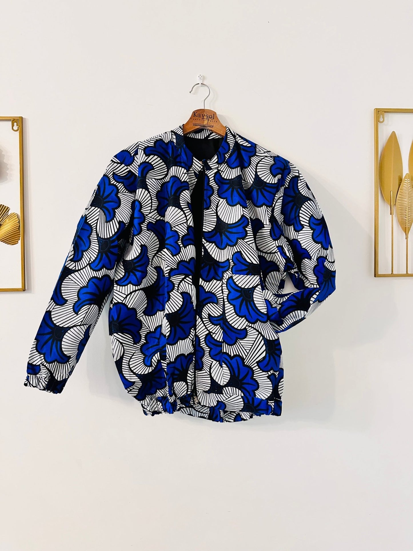Bomber en Wax Mixte - Bleu roi - Kaysol Couture