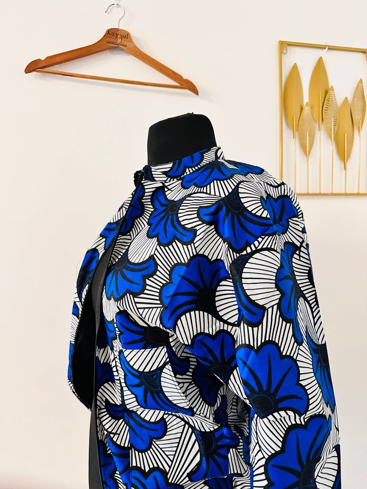 Bomber en Wax Mixte - Bleu roi - Kaysol Couture
